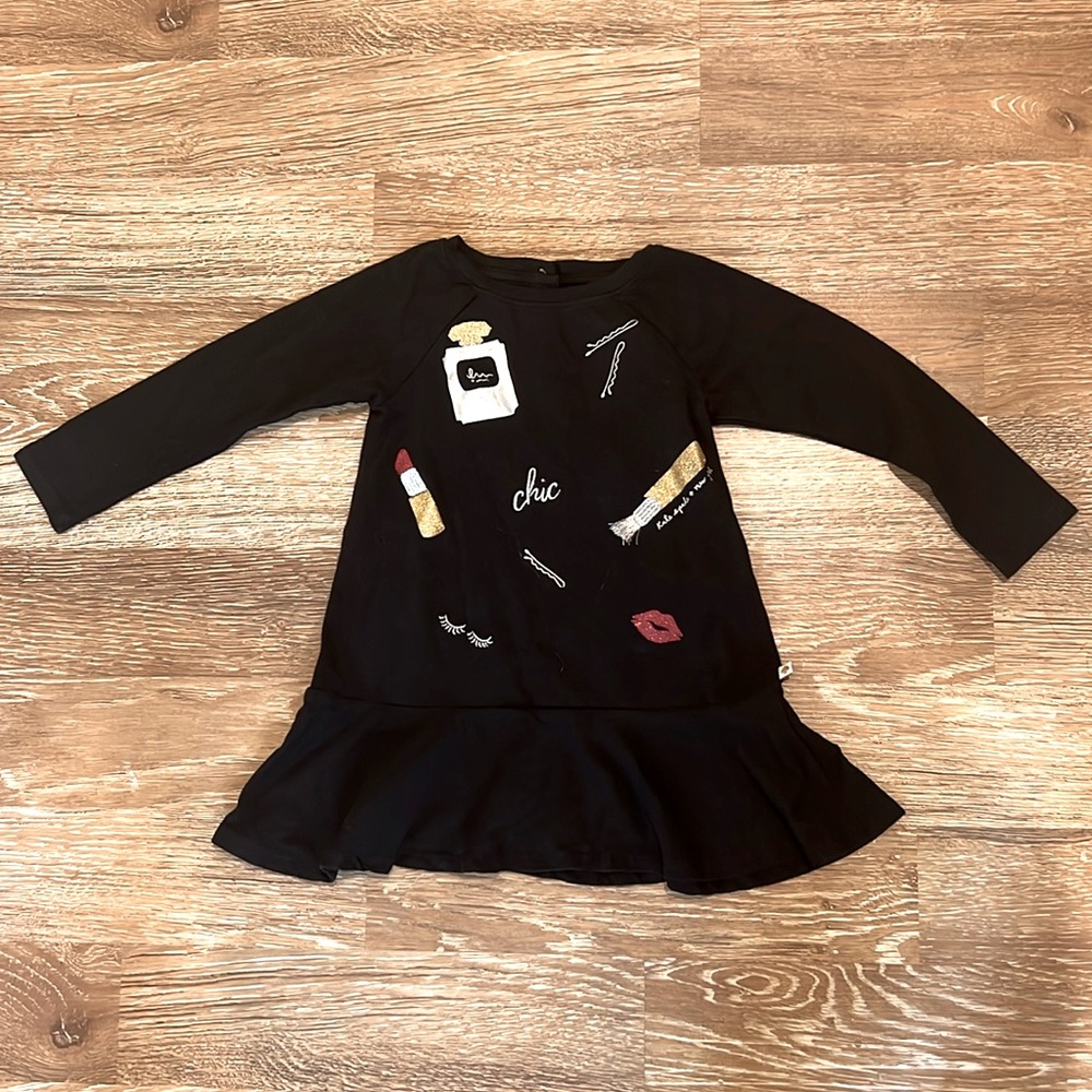 Kate Spade black tunic with make up print detail girls 4 brand new w/out tags